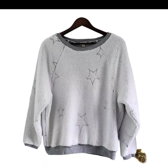 dylan Sweaters - Dylan by True Grit Sherpa Snow Star Crew Sweater Winter White Women Size Small